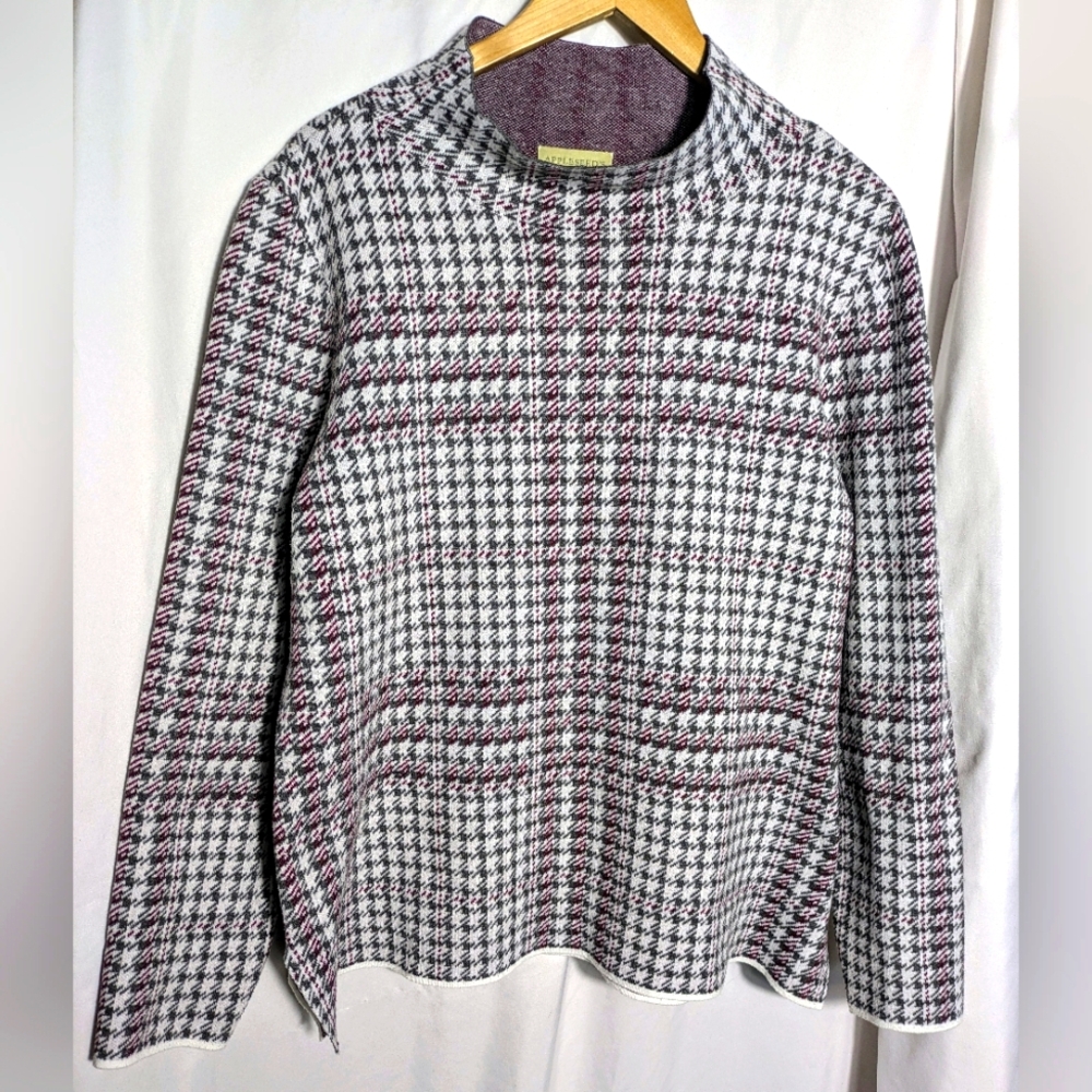 Women's Appleseed’s Houndstooth Print Cozy Mock Turtleneck Sweater| Size XL